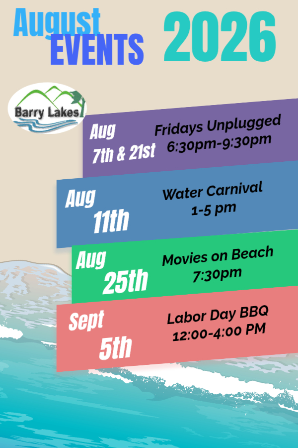 Barry Lakes Recreation - Barry Lakes August 2026 Events